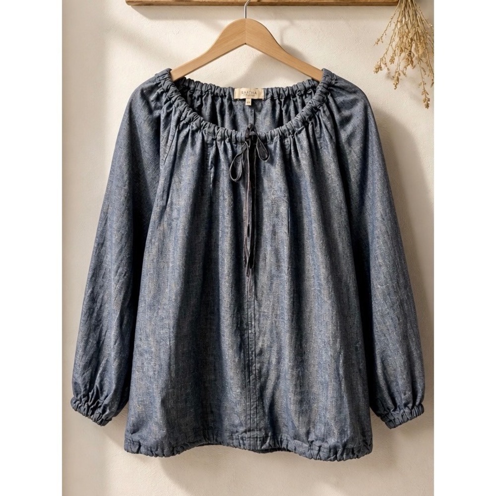 Martha Stewart Size S Peasant Blouse Womens Blue EUC